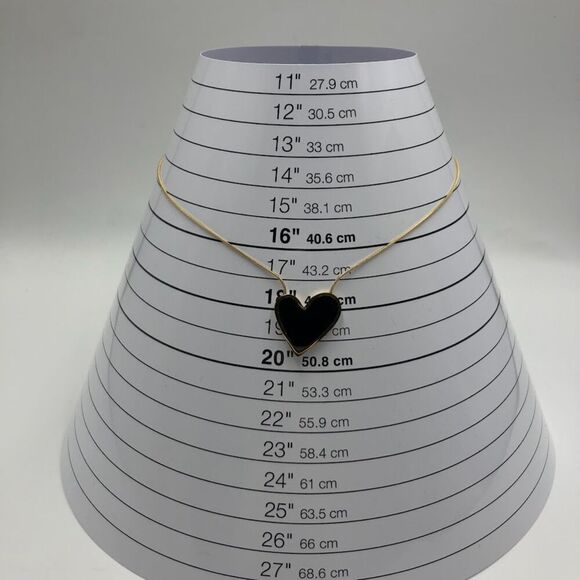 18K Gold Plated Women's Heart Shape Necklace Black Romantic Love Everyday - Picture 10 of 12